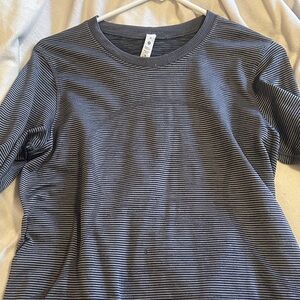 lululemon athletica Black and Gray Striped Long Sleeve Tee